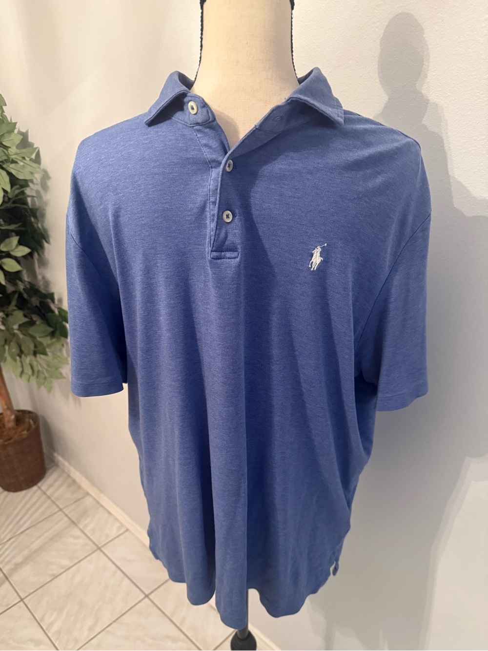 Polo Ralph Lauren Heathered Blue Men’s Large soft collar soft touch polo